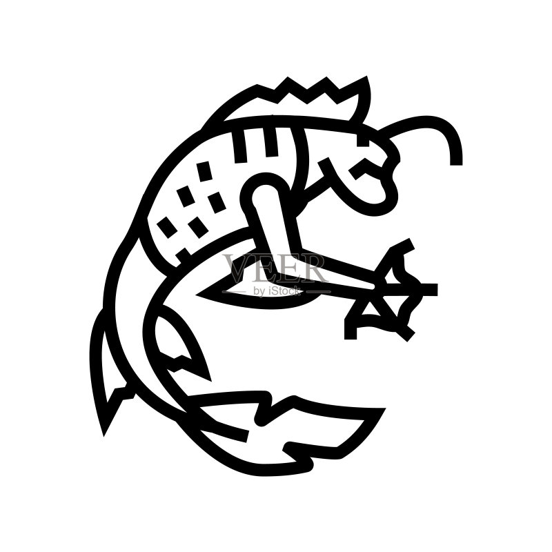 漂浮的怪物线条图标矢量插图图标素材