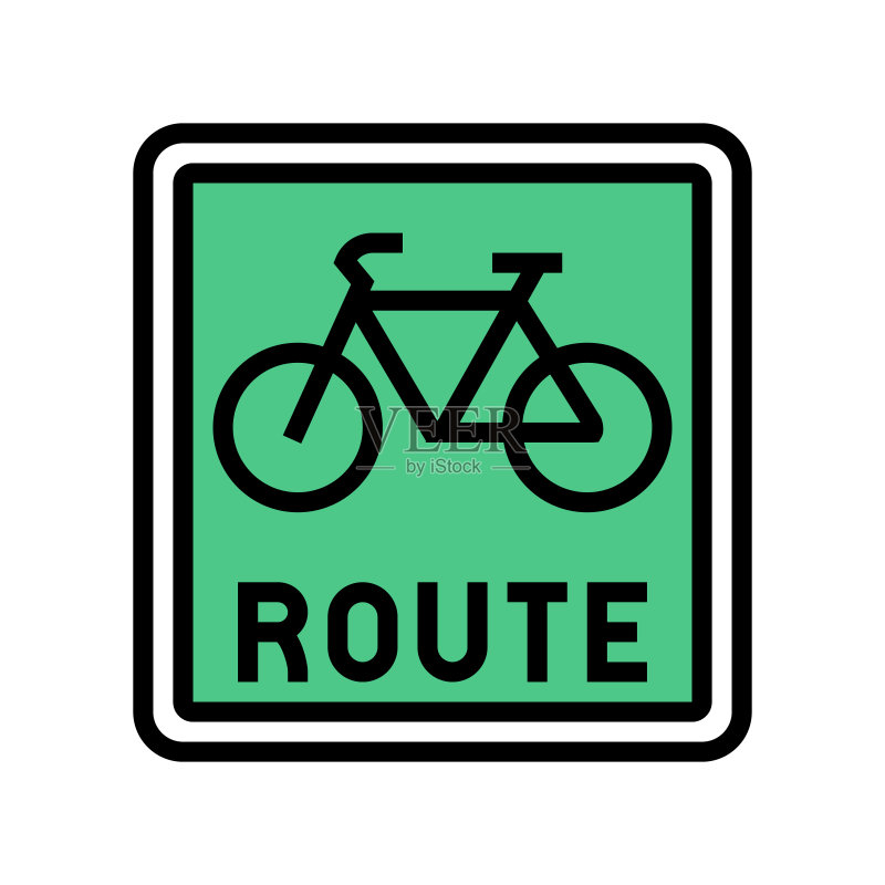 自行车道路标志彩色图标矢量图图标素材