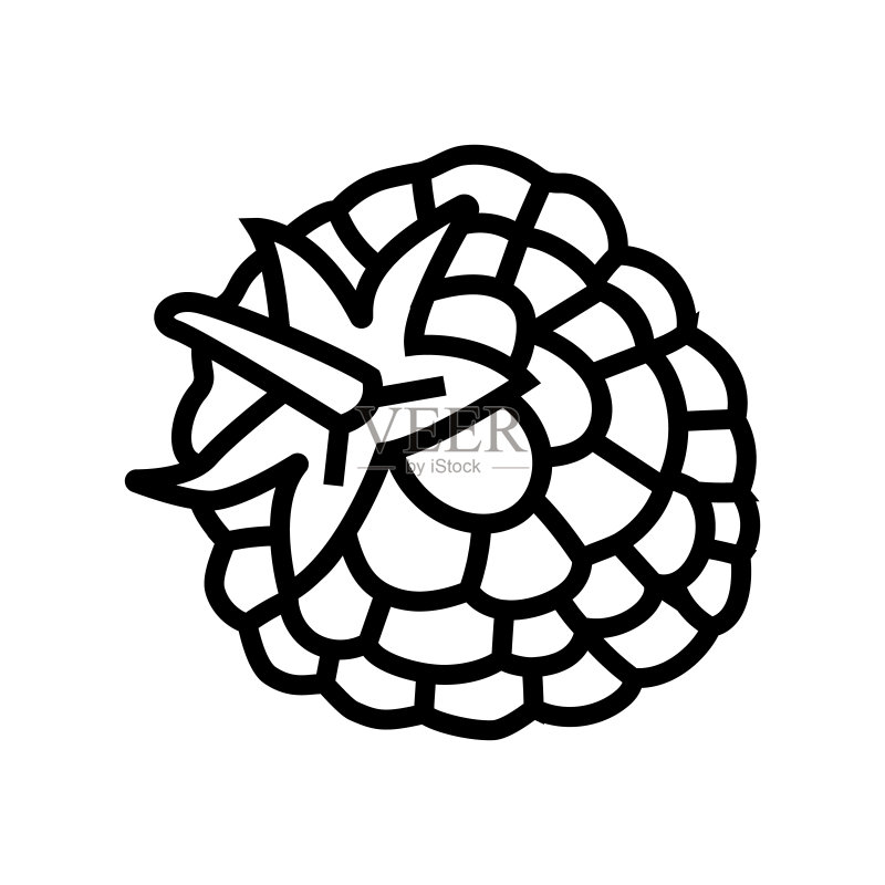 覆盆子叶浆果线条图标矢量图图标素材