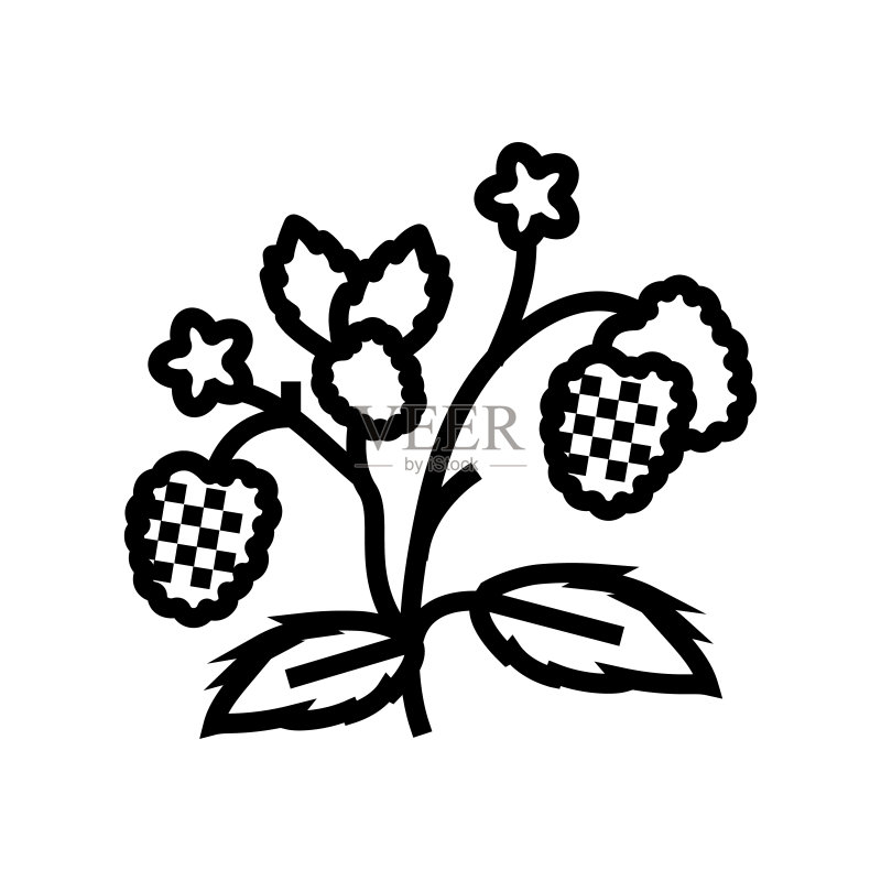 覆盆子浆果植物线条图标矢量图图标素材