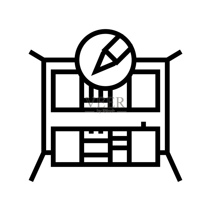 厨房室内房间线性图标矢量插画图标素材