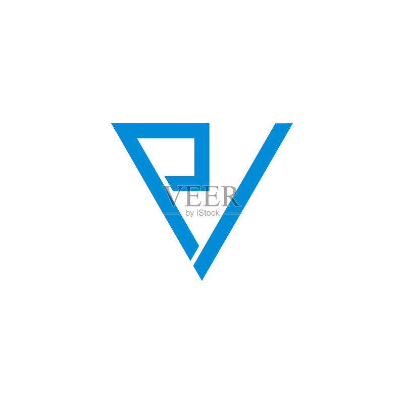 字母PV简约链式线条几何logo图标素材
