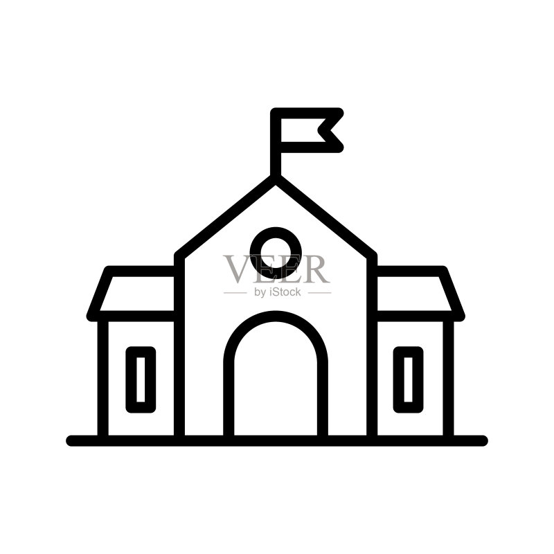 学校建筑线性图标图标素材