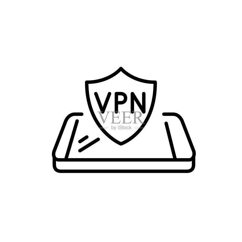 VPN保护的智能手机安全连接。像素完美,可编辑的笔画线艺术图标图标素材