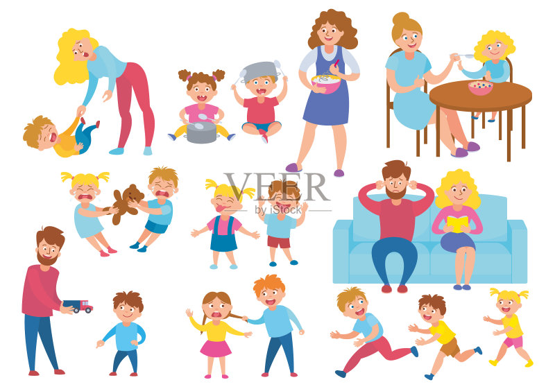 儿童不良行为图标素材