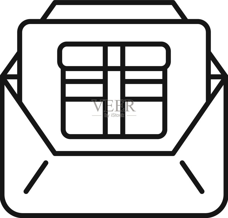 字母礼品图标,打开的礼物轮廓图标素材
