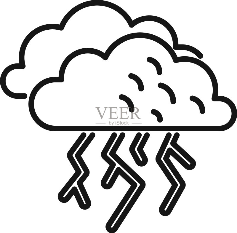 清晨风暴云雨描边图标图标素材