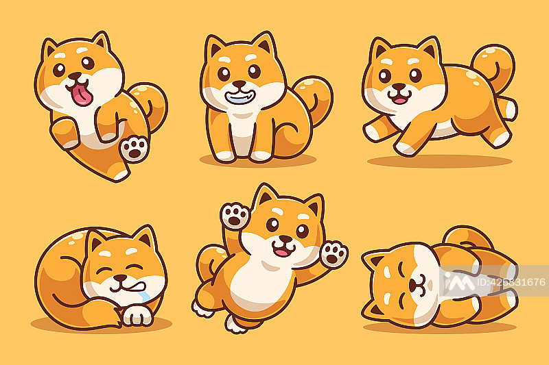 可爱柴犬卡通角色素材插画图片素材