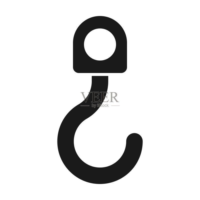 起重机吊钩或工业吊钩图标。起重机吊钩线矢量素材图标素材