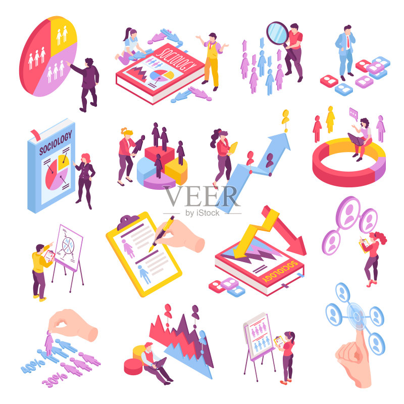 2.5D社会学家集合图标素材