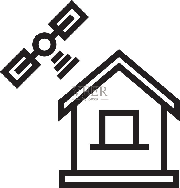 房屋卫星通信无线网络图标素材