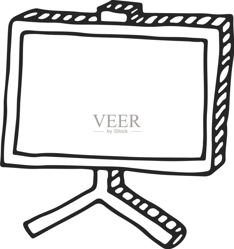 手绘涂鸦显示器线性图标图标素材