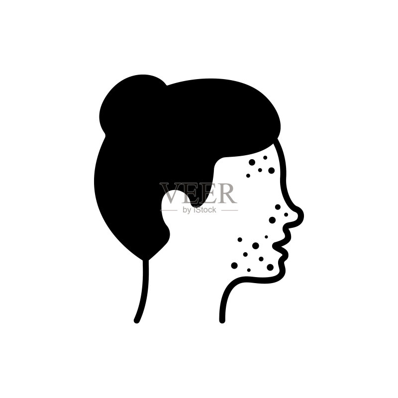 脸上长粉刺的女孩剪影图标图标素材