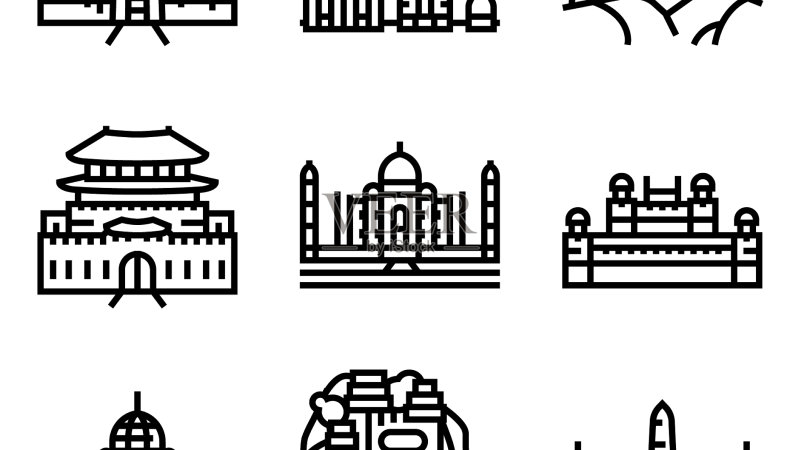 亚洲建筑和景观图标图标素材