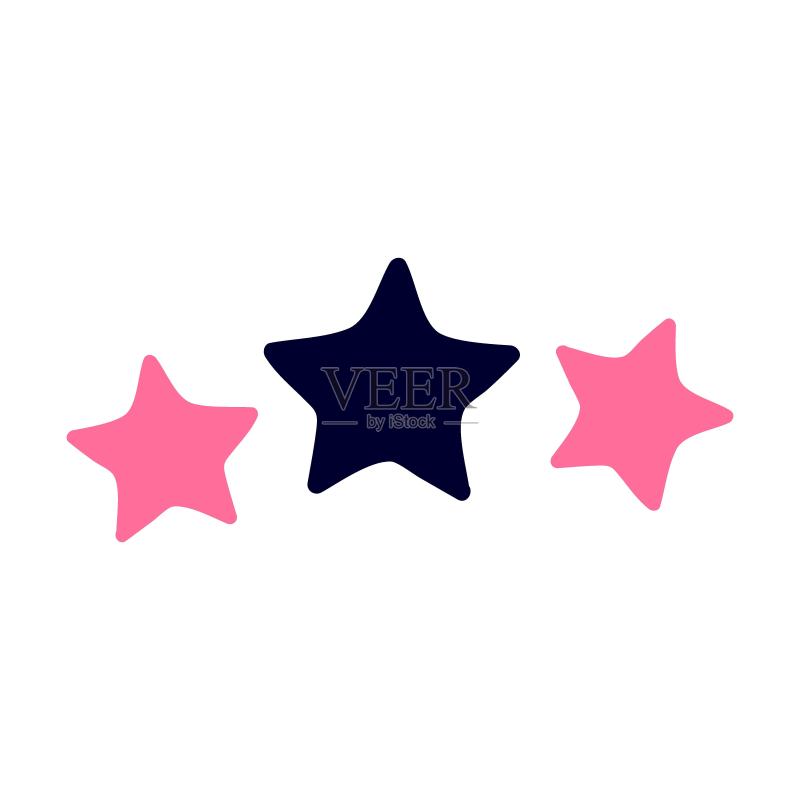 婚礼星星扁平图标,新郎新娘矢量趣味贴纸,婚礼、派对和庆祝概念图标素材