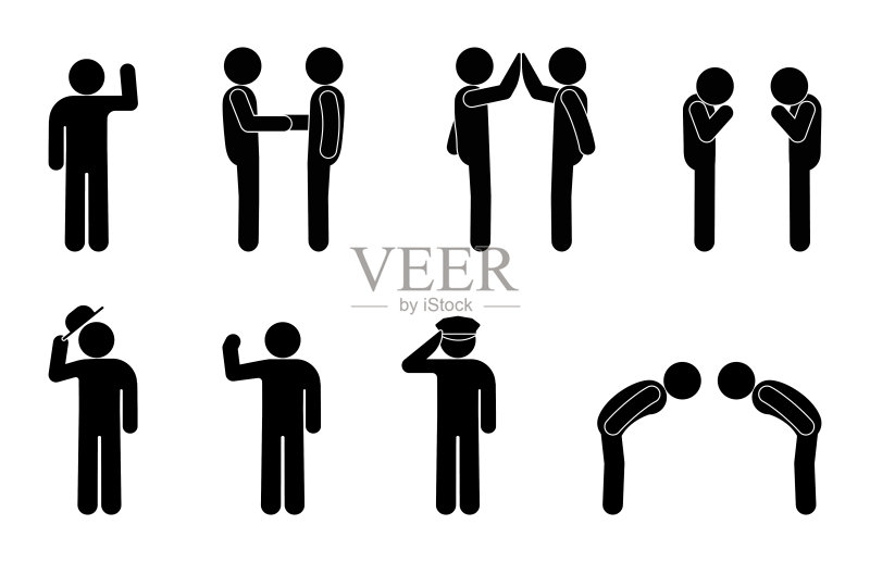 人们问候男人图标火柴人鞠躬插画图标素材