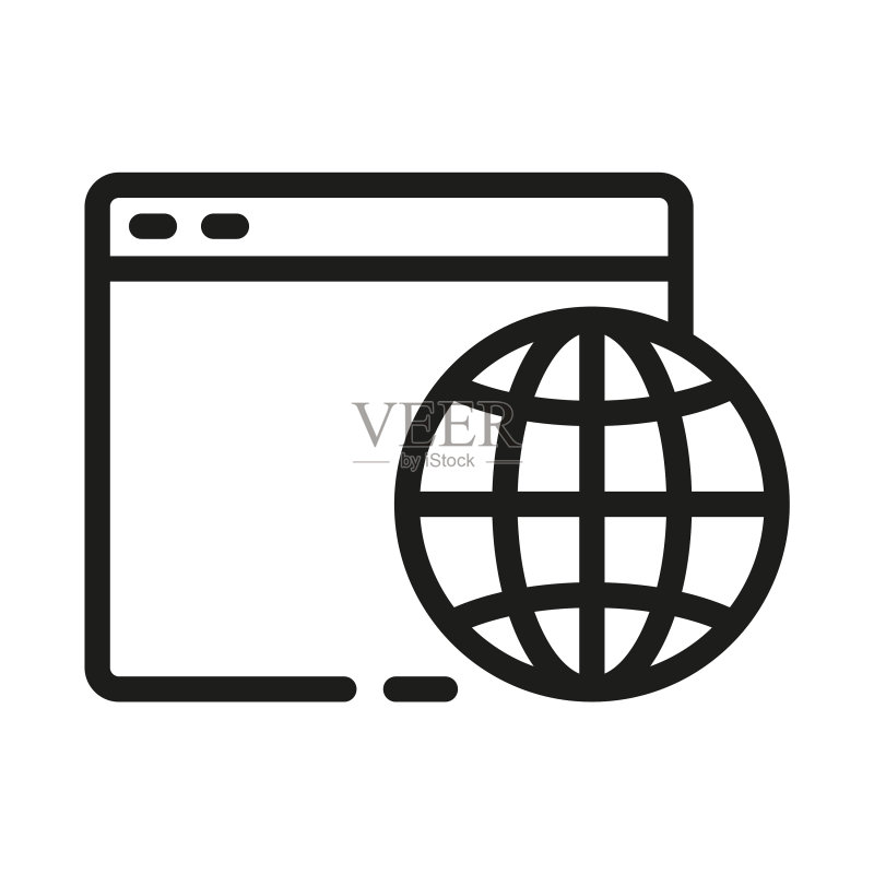浏览器和地球线性图标互联网图标素材