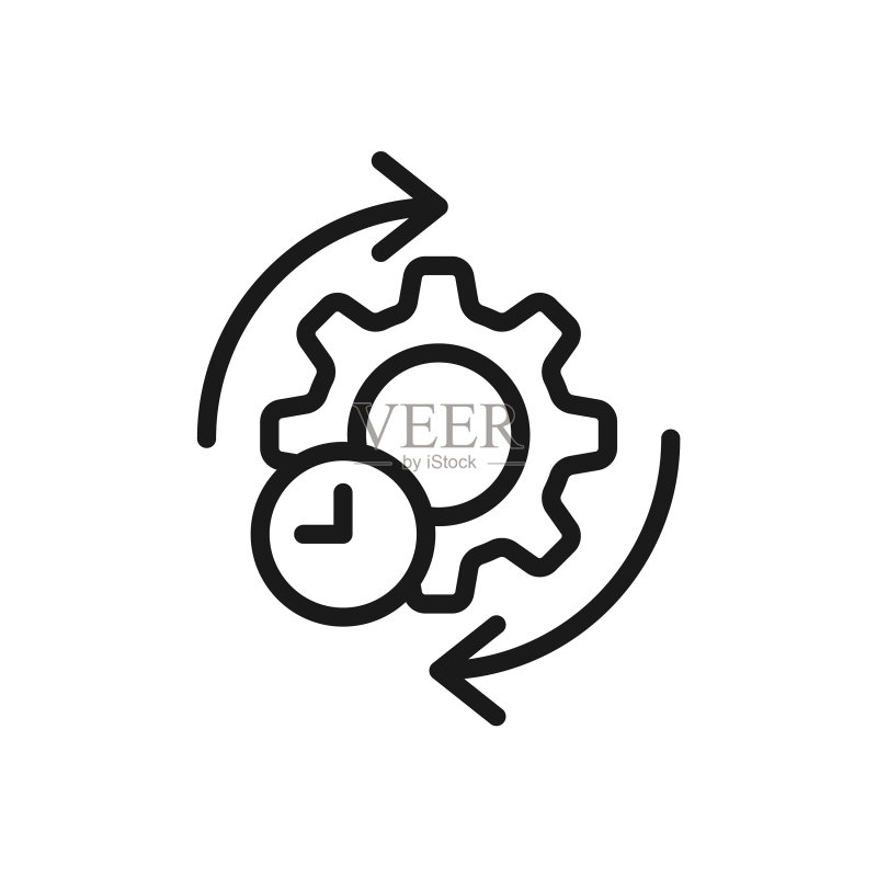 敏捷过程线性图标齿轮和箭头图标素材
