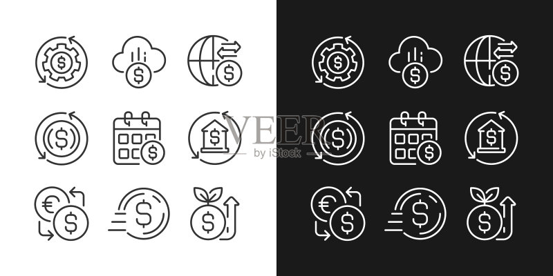 金融运营像素完美线性图标图标素材