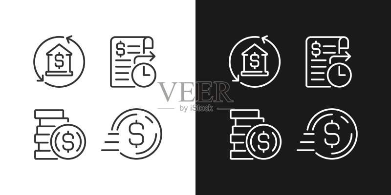 完美的商务银行服务线性像素图标图标素材
