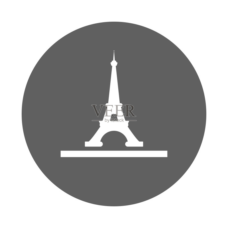 埃菲尔铁塔图标灰色矢量图图标素材
