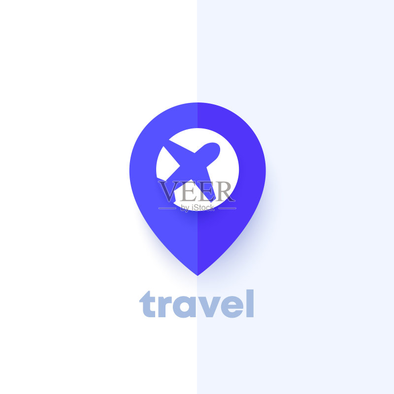 飞机与图钉标记Logo设计图标素材
