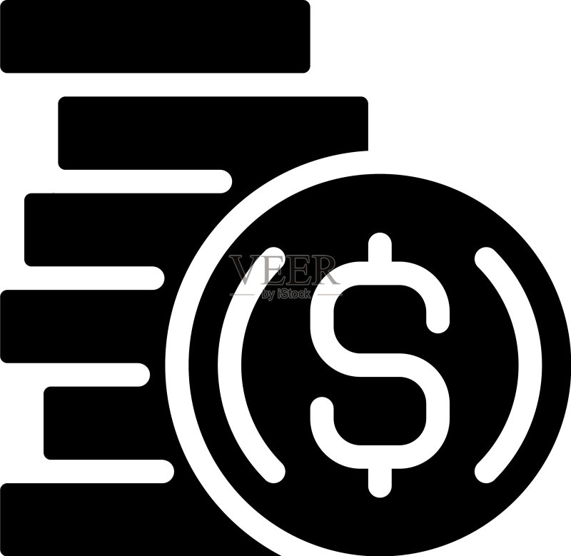 黑色字形硬币图标图标素材