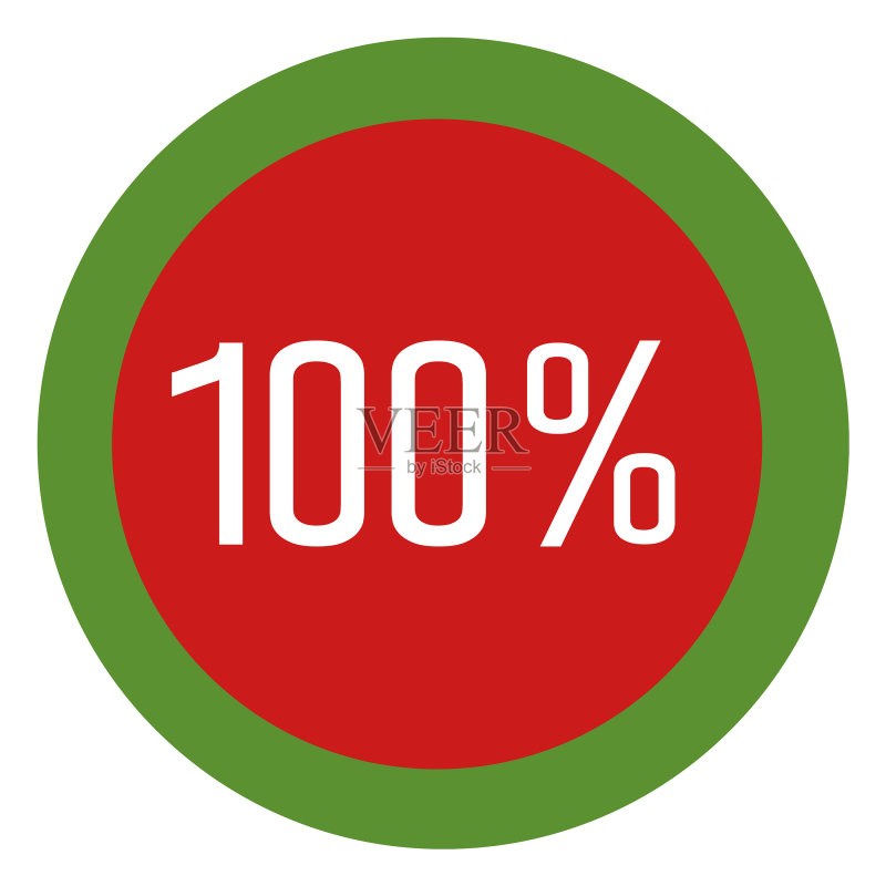 100%圆形进度标签图标素材