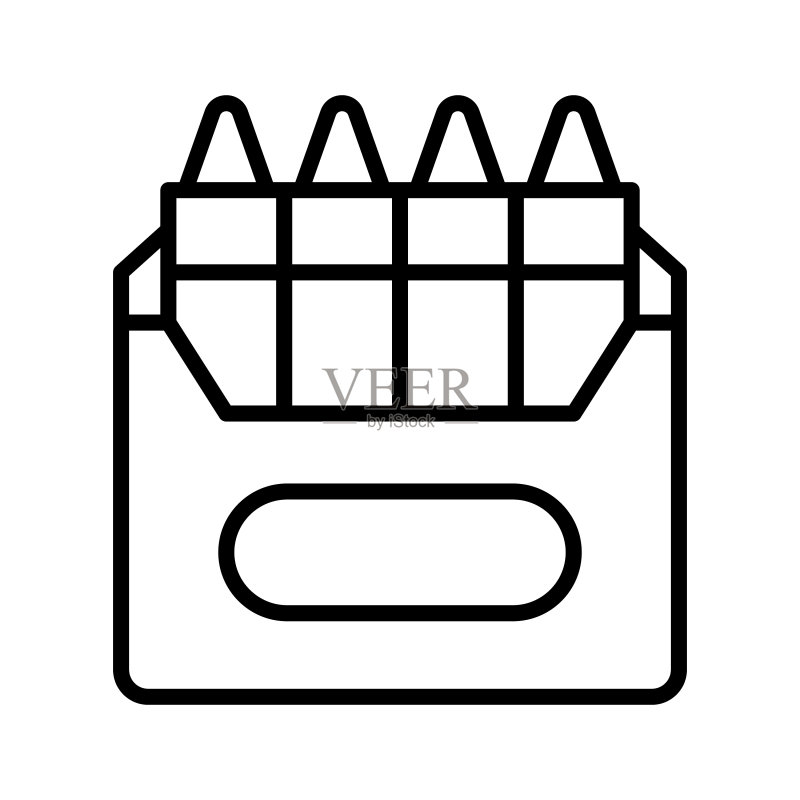 蜡笔盒图标学校用品绘画图标素材