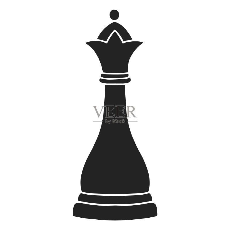 简单的国际象棋女王棋子剪影图标素材