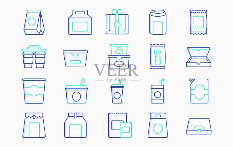 食品包装和外卖图标集图标素材