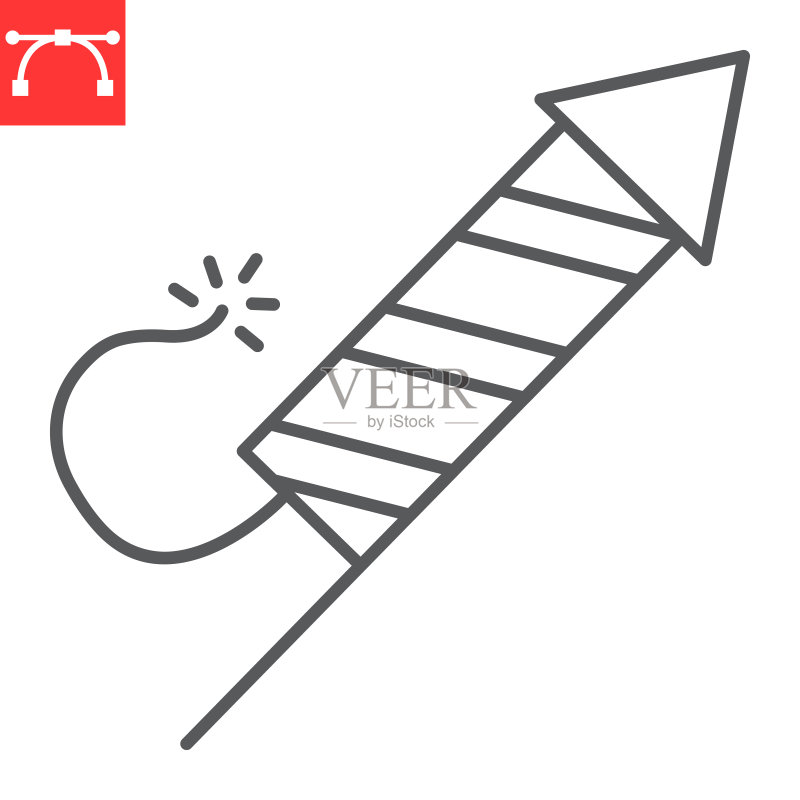 烟花火箭线性图标图标素材