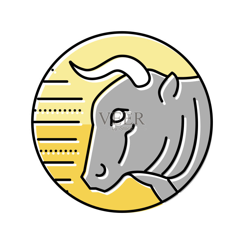 公牛生肖彩色图标矢量插图图标素材