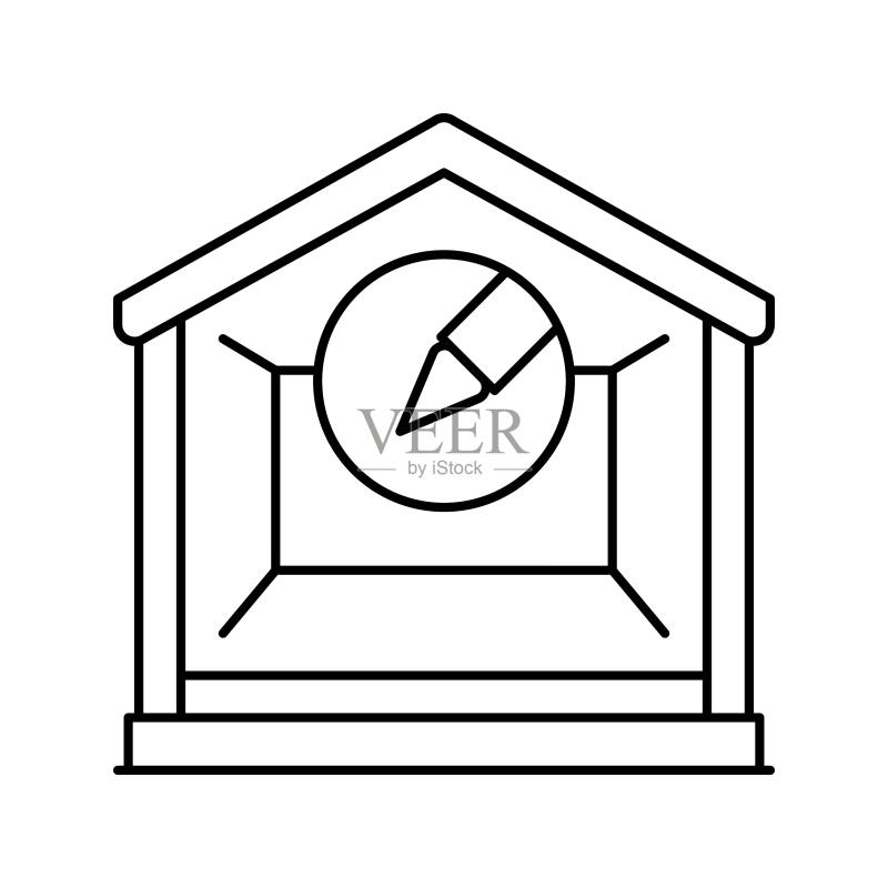 室内设计房间家居线条图标矢量图图标素材