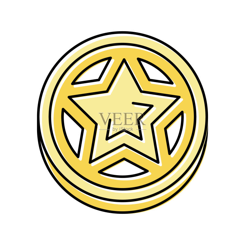 金色星星游戏奖励彩色图标矢量图图标素材