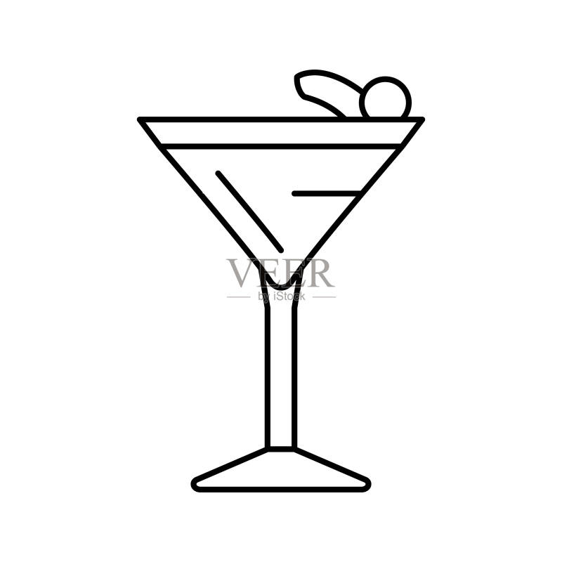 威士忌酸鸡尾酒杯饮品线条图标矢量图图标素材