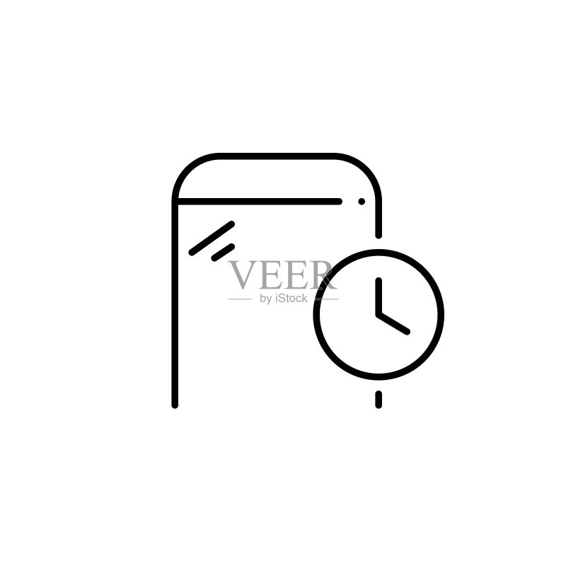 智能手机使用时间图标。像素完美,可编辑描边线图标素材