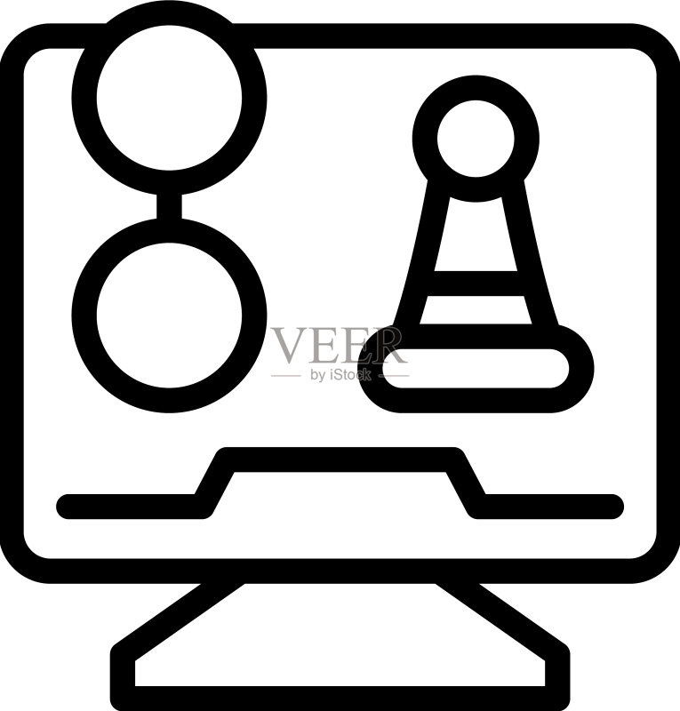 电脑象棋图标在线游戏轮廓图标素材