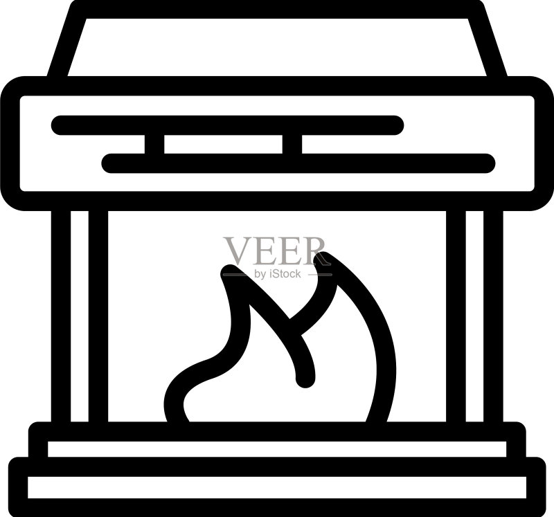 燃烧火焰供暖炉轮廓图标图标素材