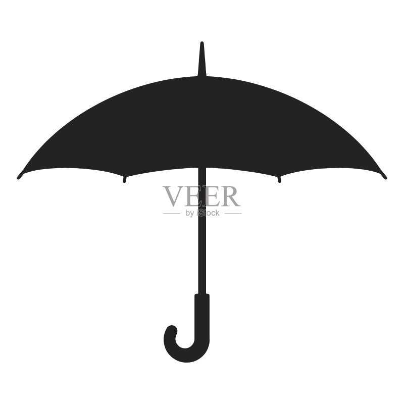 简单的打开的雨伞轮廓剪影图标素材