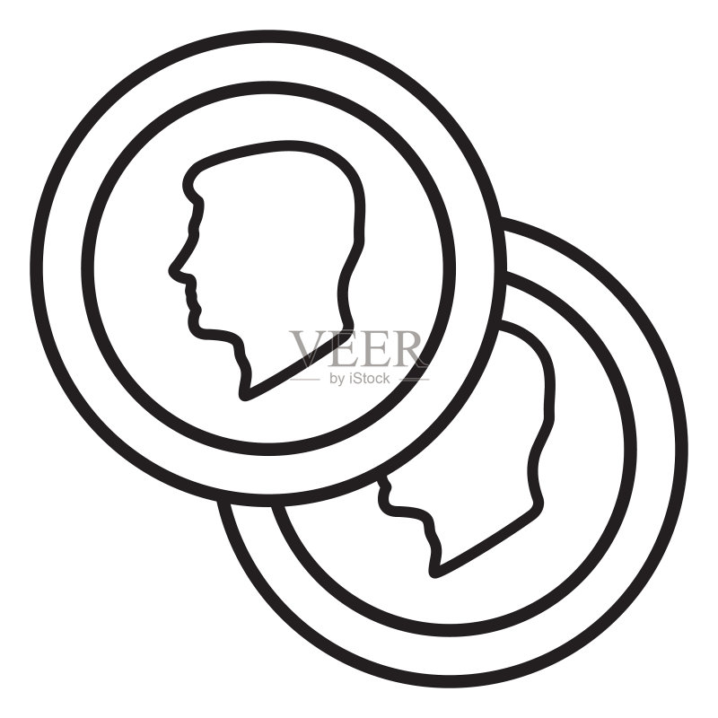 剪纸风硬币笔触图标素材