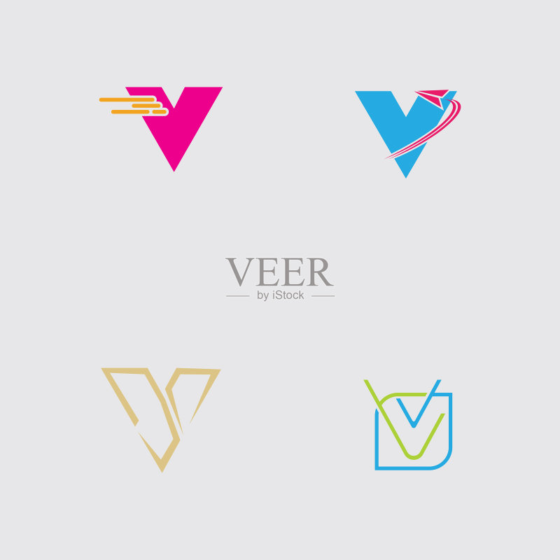 字母v商业公司抽象统一标志图标素材