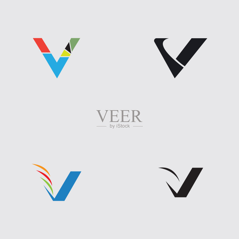 字母v商业公司抽象统一标志图标素材