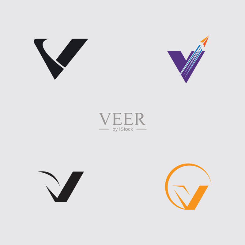 字母v商业公司抽象统一标志图标素材