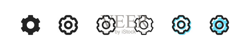 黑色设置图标,齿轮线性矢量图标,EPS10图标素材
