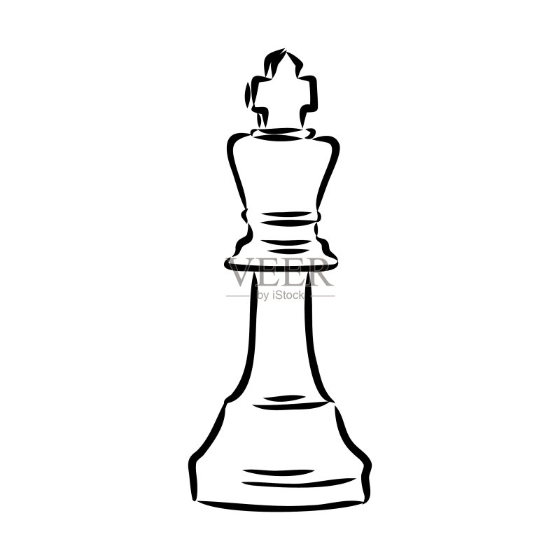 手绘国际象棋棋子素描合集图标素材