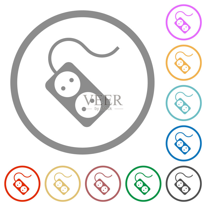 带轮廓线的便携式电源插座图标素材