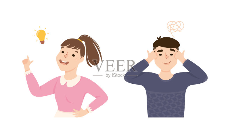 思考和计算的男人和女人设计元素图片