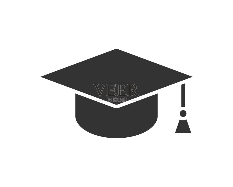 教育图标:学院帽或毕业帽图标素材