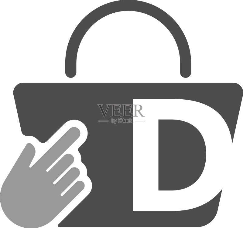 在线购物手提袋光标点击图标图标素材